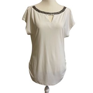 Maurices White Beaded Detail Top Size M